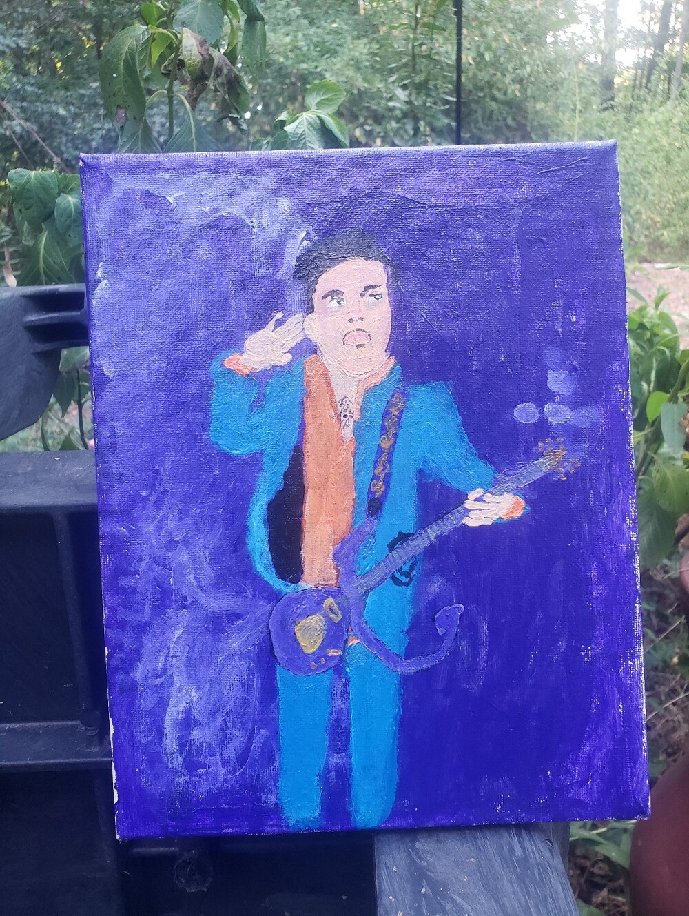 Prince Guitar Purple Canvas Musician Painting - Hand-Painted Home Art